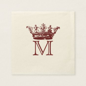 Vintage Crown Monogram Napkins by TimeEchoArt at Zazzle