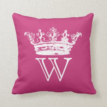 Vintage Crown Monogram Throw Pillow by TimeEchoArt at Zazzle