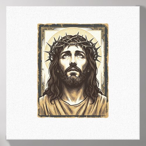 Vintage Crown of Thorns Religious Portrait Canvas Photo Tile