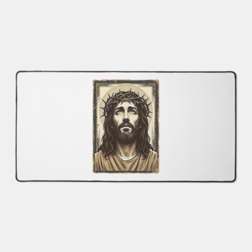 Vintage Crown of Thorns Religious Portrait Desk Mat