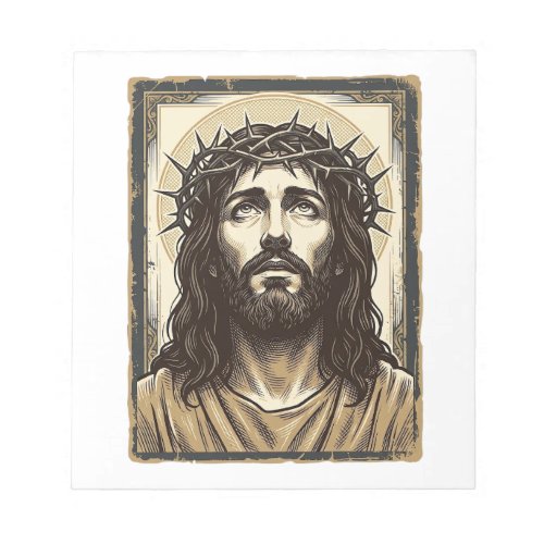 Vintage Crown of Thorns Religious Portrait Notepad