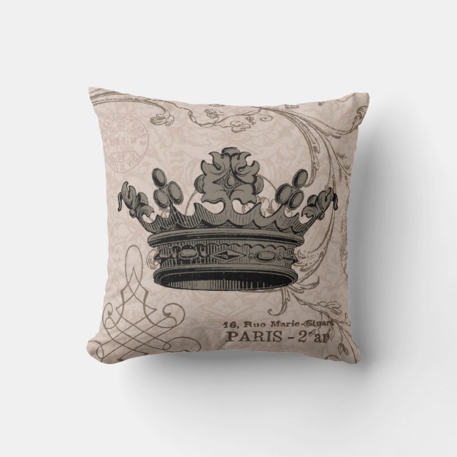 Vintage Crown...pillow Throw Pillow (Front)