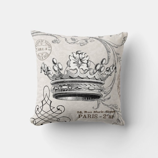 Vintage Crown...pillow Throw Pillow (Front)