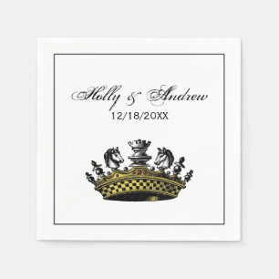 Vintage Crown With Chess Pieces Color Paper Napkins