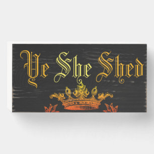 Vintage Crown Ye She Shed Quote Wall Wooden Box Sign