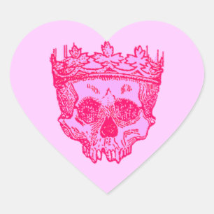 Vintage Crowned Skull Heart Sticker