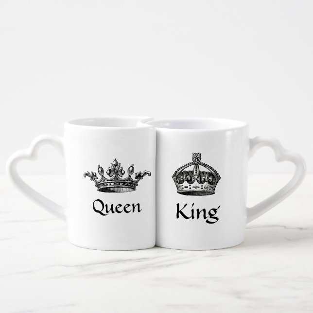 Vintage Crowns Queen/King LOVE Mugs (Back Nesting)