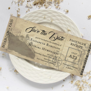 Vintage Cruise Boarding Pass   Save the Date