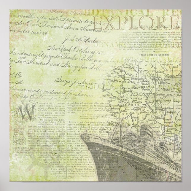 Vintage Cruise Liner. Poster (Front)