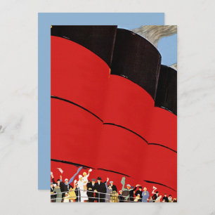 Vintage Cruise Ship Passengers Waving Goodbye Invitation