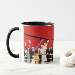 Vintage Cruise Ship Passengers Waving Goodbye Mug
