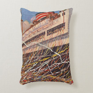 Vintage Cruise Ship Vacation; Bon Voyage Party! Accent Pillow