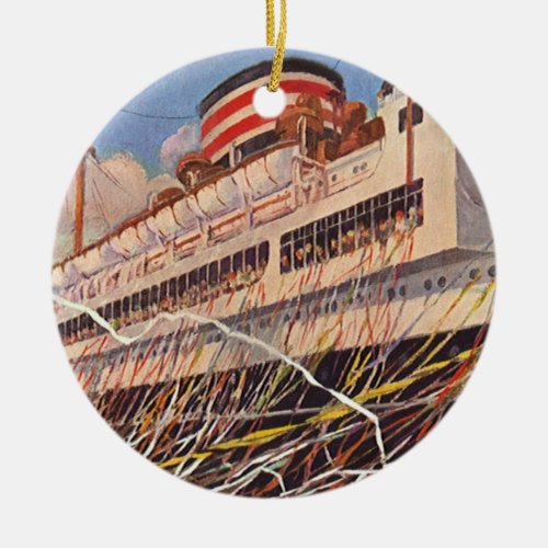 Vintage Cruise Ship Vacation Bon Voyage Party Ceramic Ornament