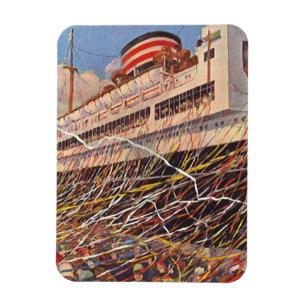 Vintage Cruise Ship Vacation; Bon Voyage Party! Magnet