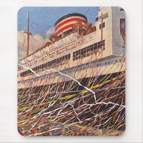 Vintage Cruise Ship Vacation Bon Voyage Party Mouse Pad