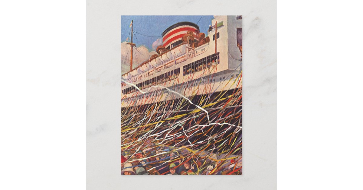 Vintage Cruise Ship Vacation; Bon Voyage Party! Postcard | Zazzle