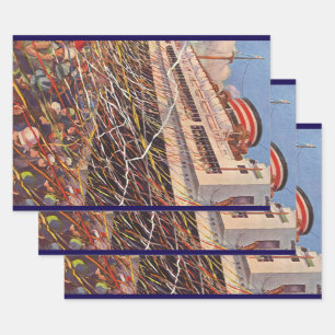 Vintage Cruise Ship Vacation; Bon Voyage Party! Wrapping Paper Sheets