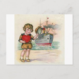 Vintage Cruise Ship Valentine Holiday Postcard