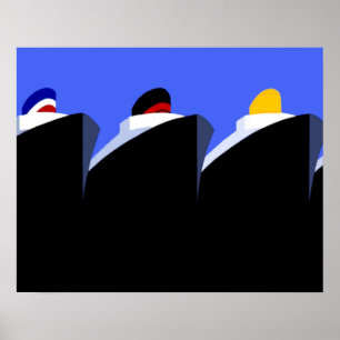 Vintage Cruise Ships Art Deco Poster