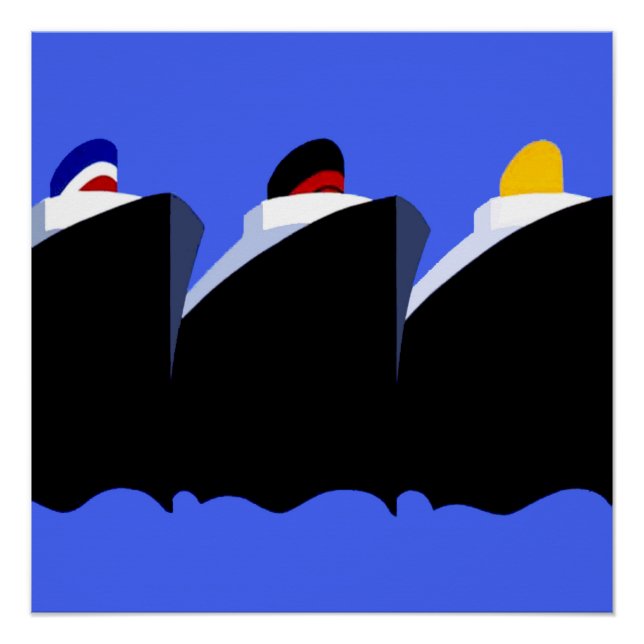 Vintage Cruise Ships Art Deco Poster (Front)