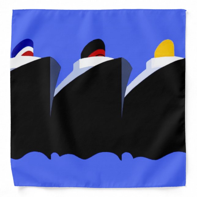 Vintage Cruise Ships Art Deco Poster Bandana (Front)