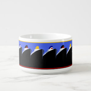Vintage Cruise Ships Art Deco Poster Bowl