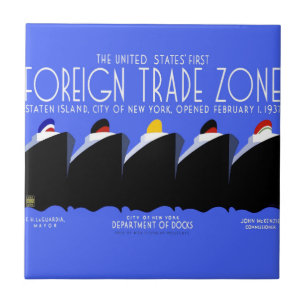 Vintage Cruise Ships Art Deco Poster Ceramic Tile