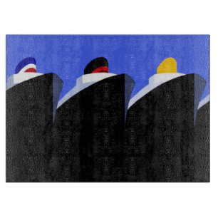 Vintage Cruise Ships Art Deco Poster Cutting Board