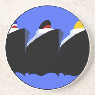 Vintage Cruise Ships Art Deco Poster Drink Coaster