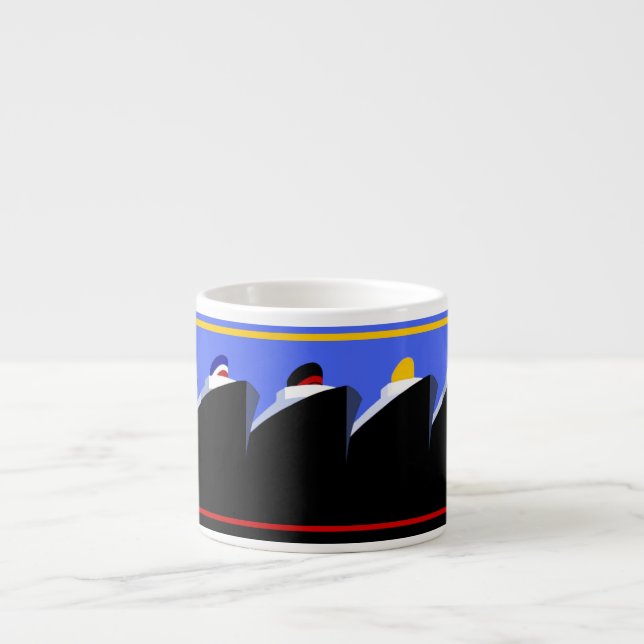 Vintage Cruise Ships Art Deco Poster Espresso Cup (Front)