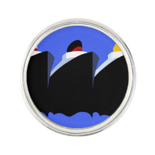 Vintage Cruise Ships Art Deco Poster Lapel Pin
