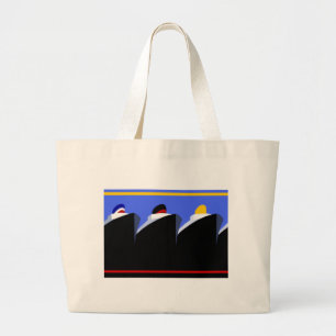 Vintage Cruise Ships Art Deco Poster Large Tote Bag
