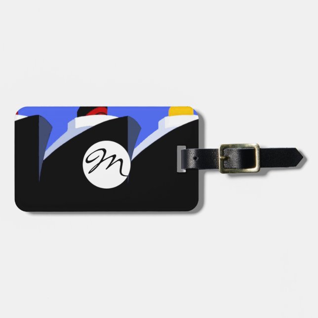 Vintage Cruise Ships Art Deco Poster Luggage Tag (Front Horizontal)