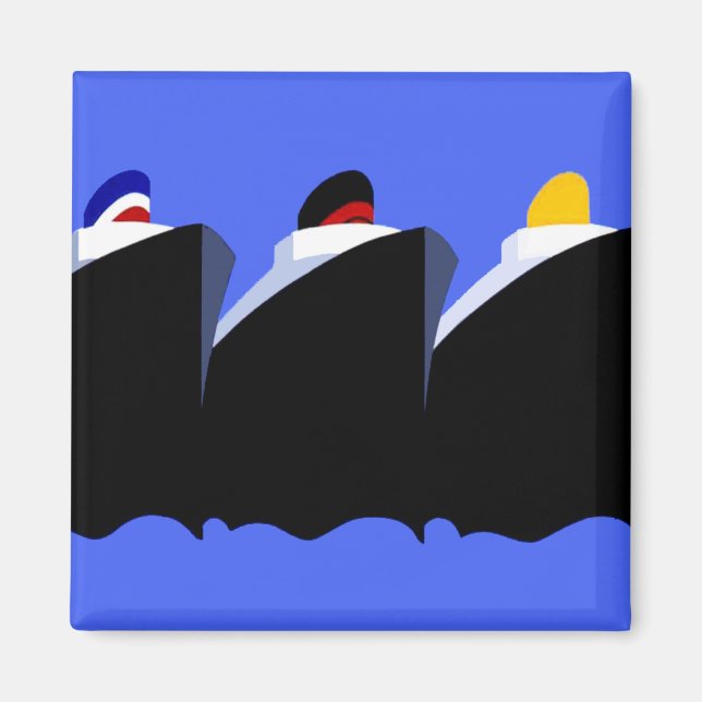 Vintage Cruise Ships Art Deco Poster Magnet (Front)