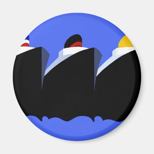 Vintage Cruise Ships Art Deco Poster Magnet (Front)