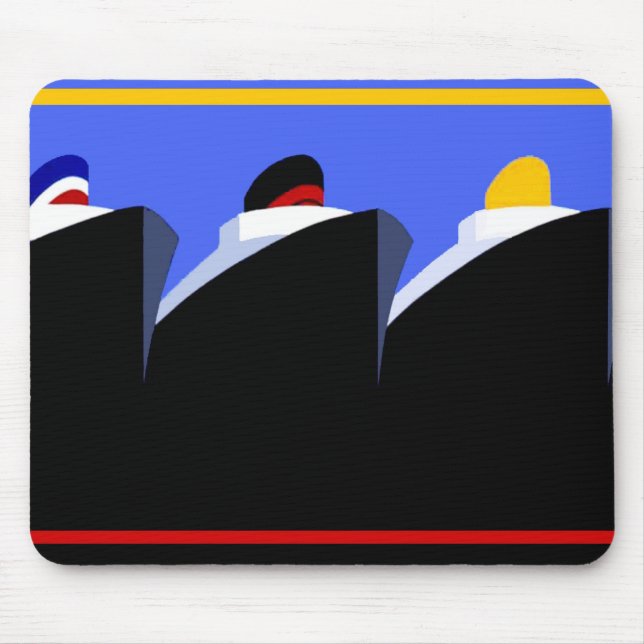 Vintage Cruise Ships Art Deco Poster Mouse Pad (Front)
