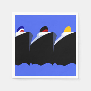 Vintage Cruise Ships Art Deco Poster Paper Napkins