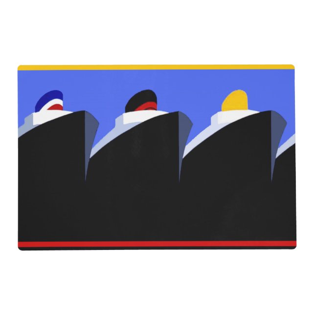 Vintage Cruise Ships Art Deco Poster Placemat (Front)