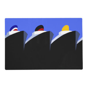 Vintage Cruise Ships Art Deco Poster Placemat