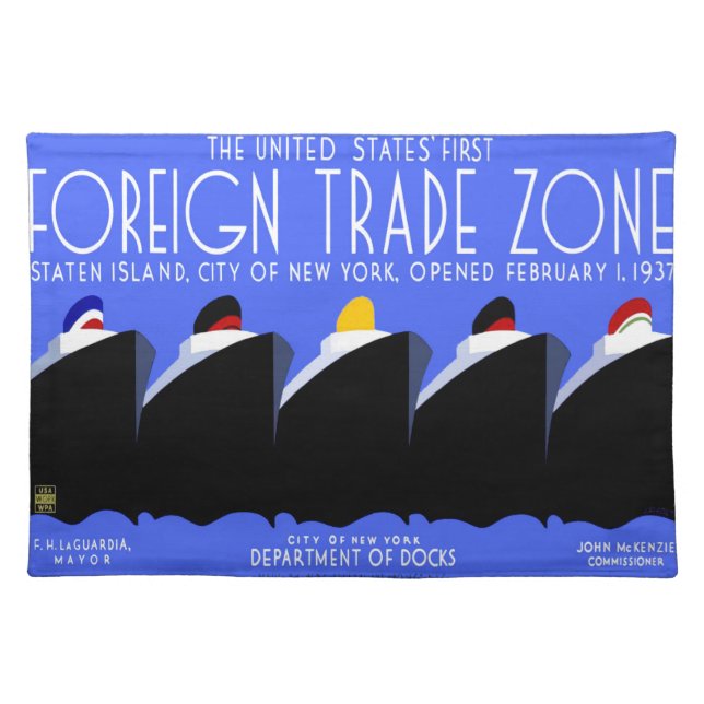 Vintage Cruise Ships Art Deco Poster Placemat (Front)