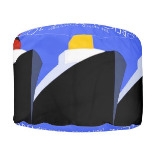 Vintage Cruise Ships Art Deco Poster Pouf