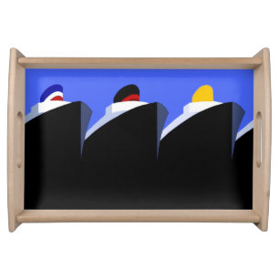 Vintage Cruise Ships Art Deco Poster Serving Tray