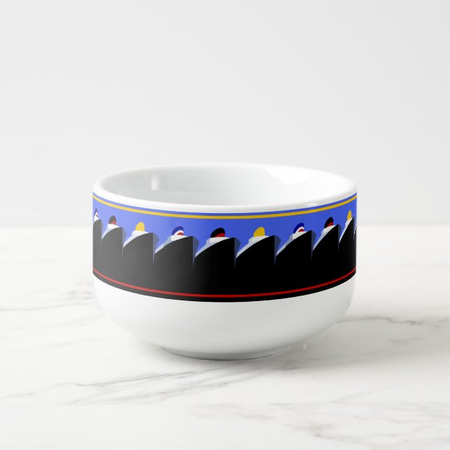 Vintage Cruise Ships Art Deco Poster Soup Mug (Front)