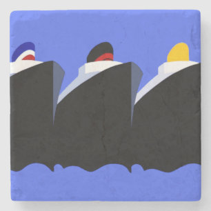 Vintage Cruise Ships Art Deco Poster Stone Coaster