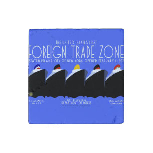 Vintage Cruise Ships Art Deco Poster Stone Magnet