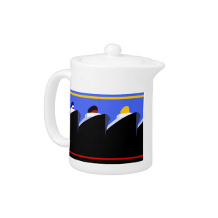 Vintage Cruise Ships Art Deco Poster Teapot