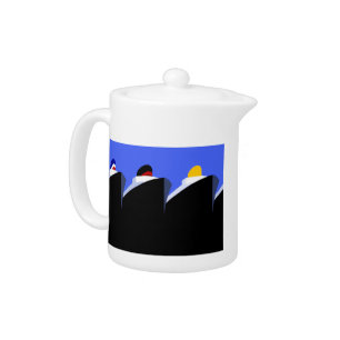 Vintage Cruise Ships Art Deco Poster Teapot