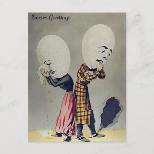 Vintage Crying Egg Easter Postcard