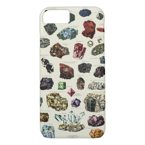 Vintage crystal gemstone gems minerals print iPhone 87 case