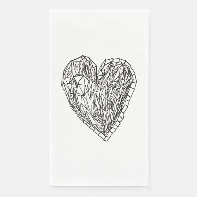 Vintage Crystal Love Heart Illustration Napkins (Front)